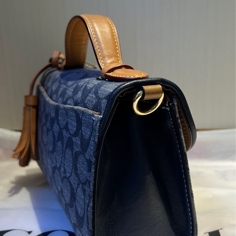 Coach Kleo經典單寧手提肩背兩用包-13