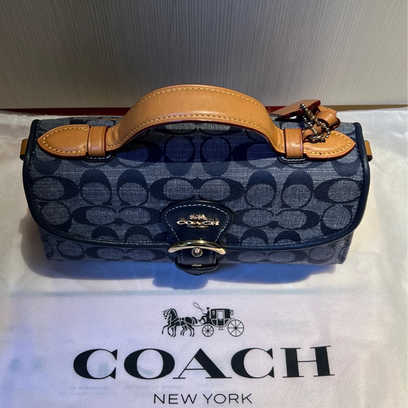 Coach Kleo經典單寧手提肩背兩用包-14