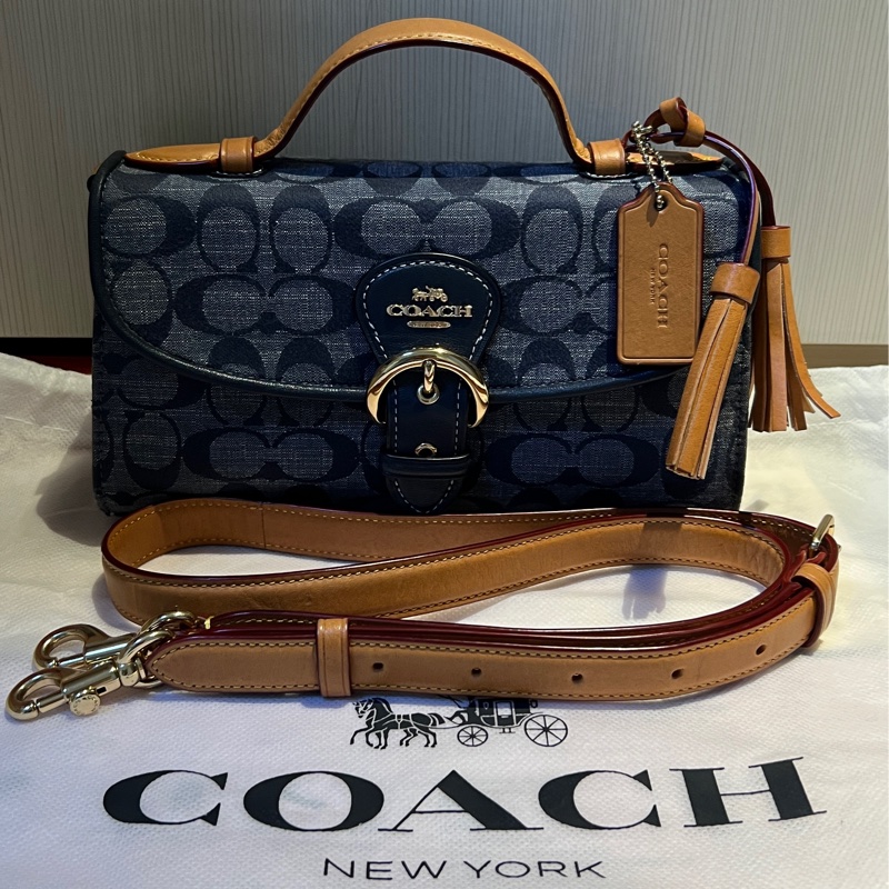 Coach Kleo經典單寧手提肩背兩用包-4
