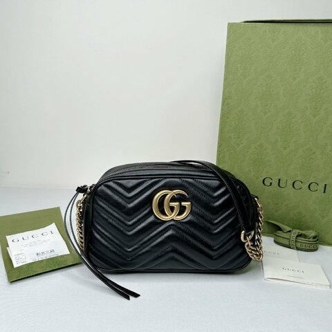 GUCCI GG Marmont黑金相機包