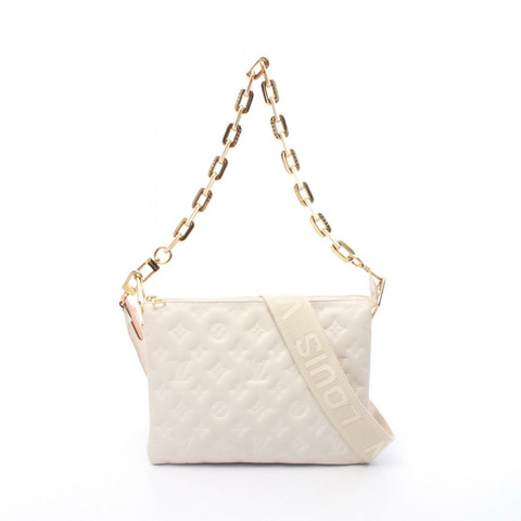 LOUIS VUITTON Coussing PM 單肩包 M57793 Monogram 皮革 白色 二手 女士