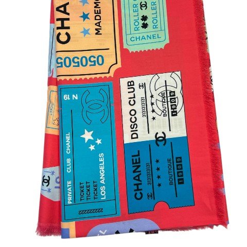 CHANEL 桃粉色LOGO標籤絲巾-2