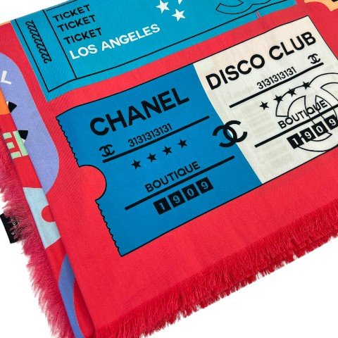 CHANEL 桃粉色LOGO標籤絲巾-3