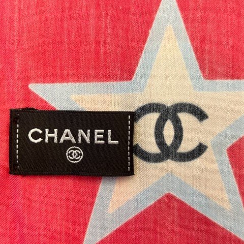 CHANEL 桃粉色LOGO標籤絲巾-4