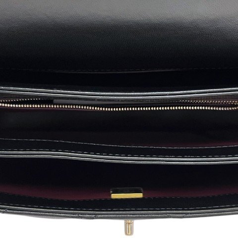 CHANEL Trendy25黑羊皮金釦下蓋手把鍊條包 A92236-6