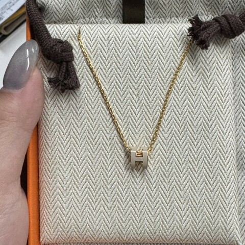Hermes mini h 項鍊 奶茶金