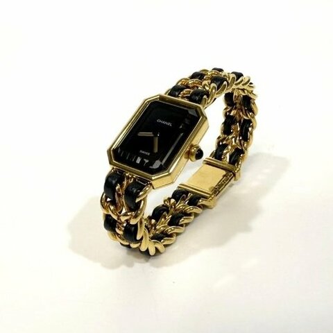 CHANEL 金色皮穿鍊vintage首映錶 L碼