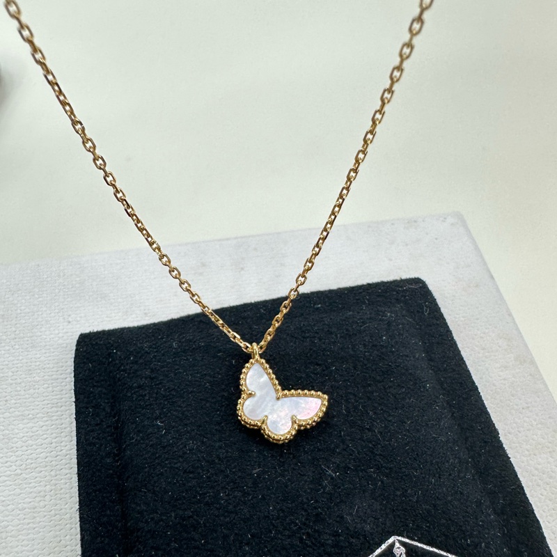 Vca梵克雅寶/Van Cleef & Arpels 小號白色貝母玫瑰金蝴蝶項鍊 23年-1