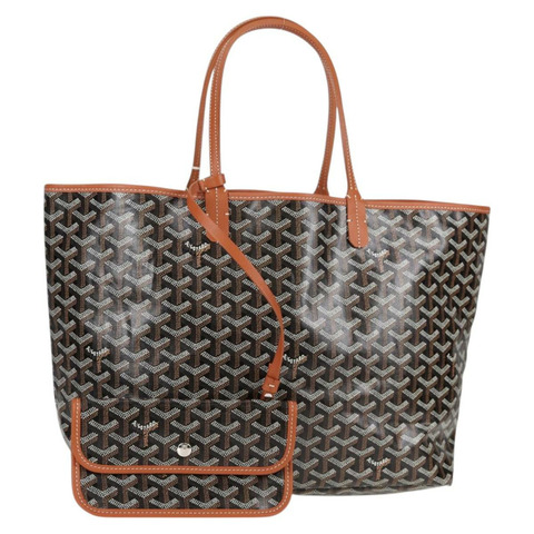 GOYARD 人字紋 Saint Louis PM 托特包 PVC 皮革 黑棕色 正品 126920M