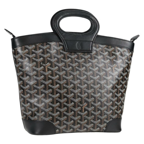 GOYARD 人字形手提包 PVC 皮革 黑銀色 正品 123524M