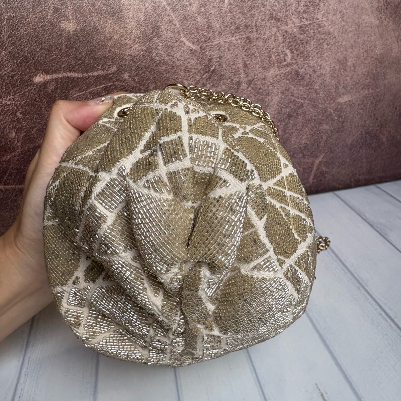 Dior Dream 珠飾抽繩水桶包 金色-6