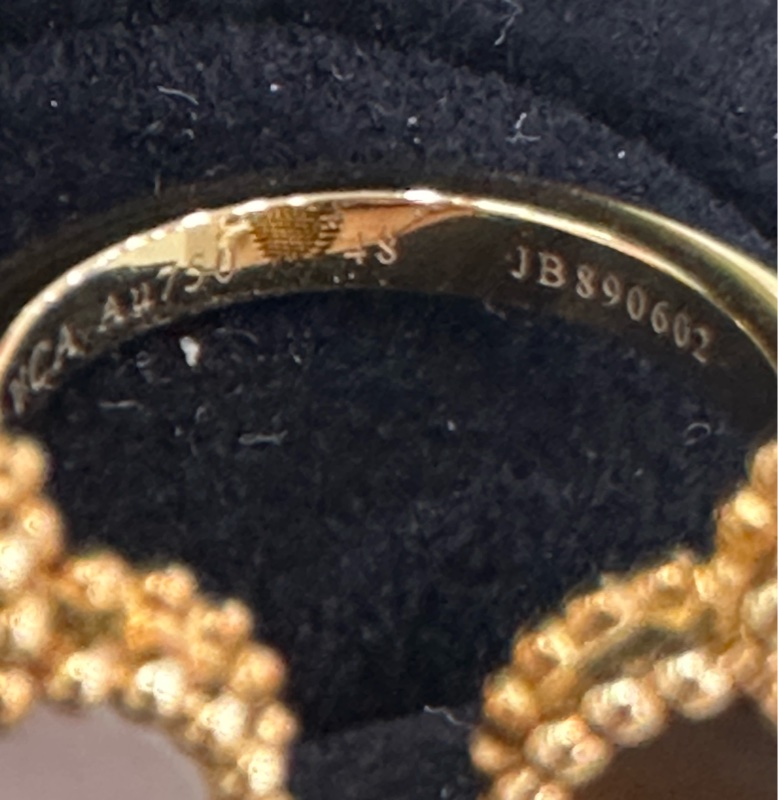 VCA Van Cleef & Arpels 梵克雅寶lucky alhambra 系列 虎眼石 貝母戒指/指間戒 有購證 有證書 48碼，超美蝶戀花显手白-8