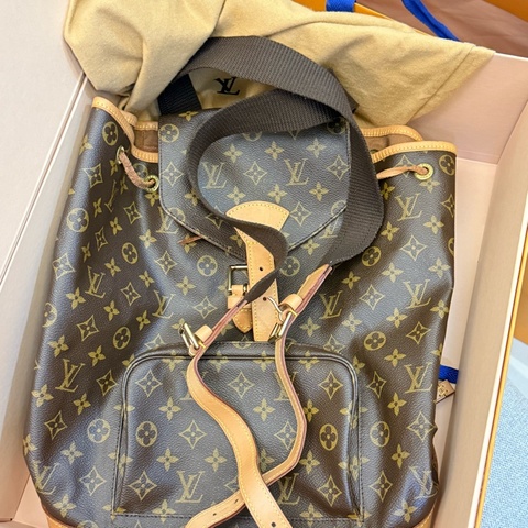 極新真品 LV Monogram Montsouris GM 路易威登 原花字紋老花後背包 M51135