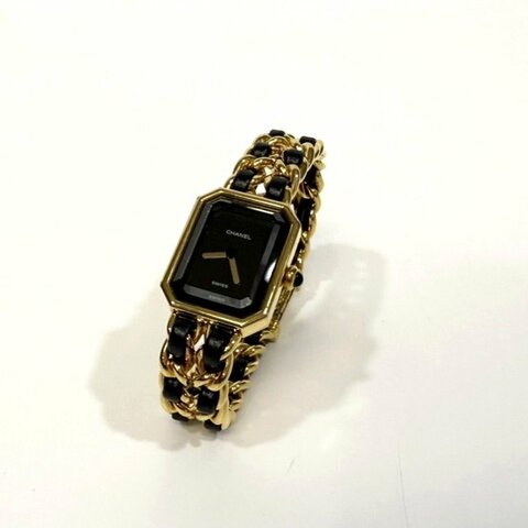CHANEL 金色皮穿鍊vintage首映錶 L碼