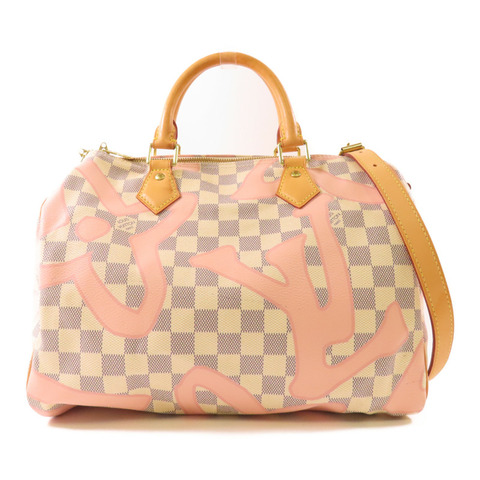 LOUIS VUITTON Damier Azur Tahitien Speedy Bandouliere 30金扣手挽肩背兩用袋
