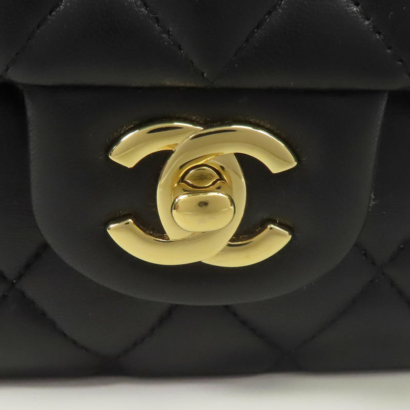 CHANEL 羊皮皮革Classic 25金扣鏈帶肩背袋-7