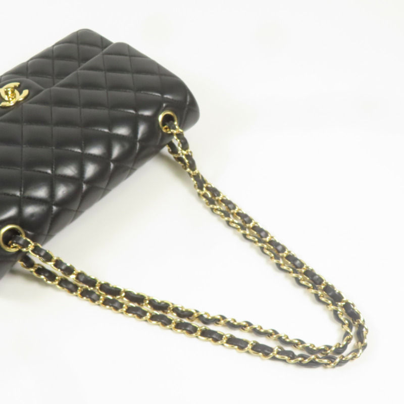 CHANEL 羊皮皮革Classic 25金扣鏈帶肩背袋-8