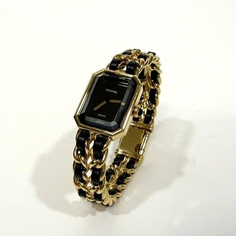 CHANEL 金色皮穿鍊首映錶 XL碼