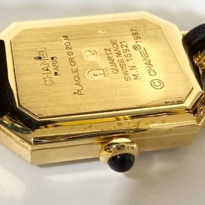 CHANEL 金色皮穿鍊vintage首映錶 L碼-8