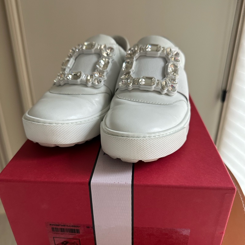 Roger Vivier 鑽扣皮革運動鞋-0