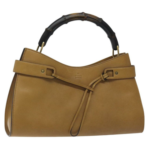 GUCCI 竹節肩背包 皮革 棕金色 109136 正品 125815
