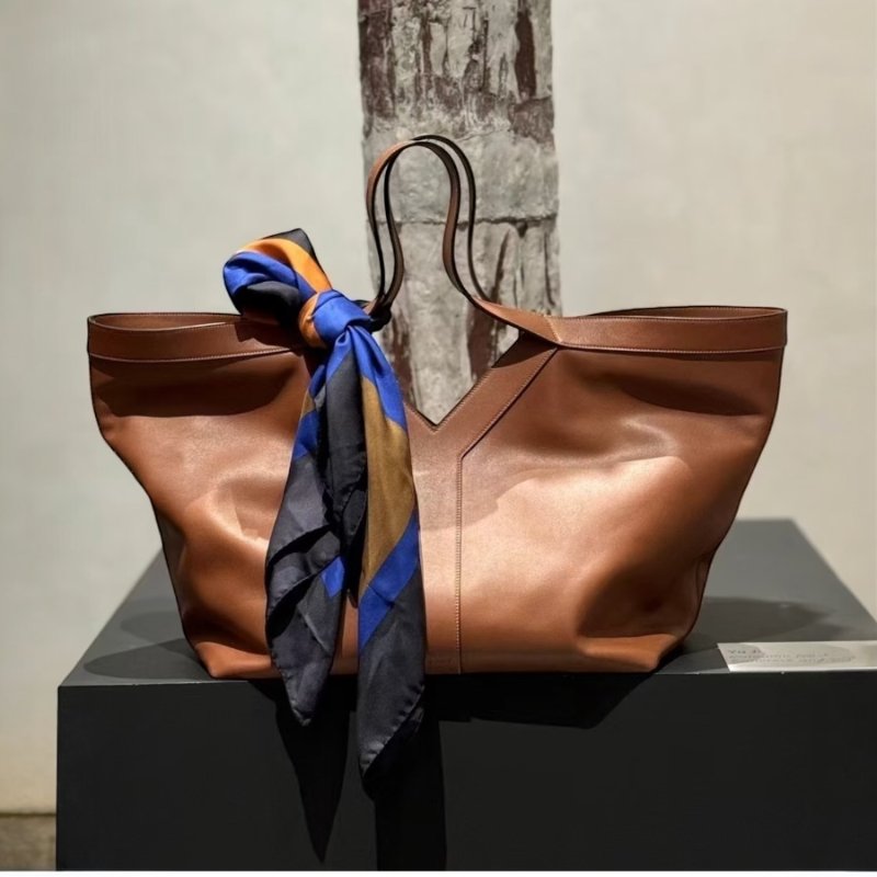 🛫早秋當季新品🛬Saint Laurent 820672 Y字大款柔軟皮革托特包 磚紅色-4