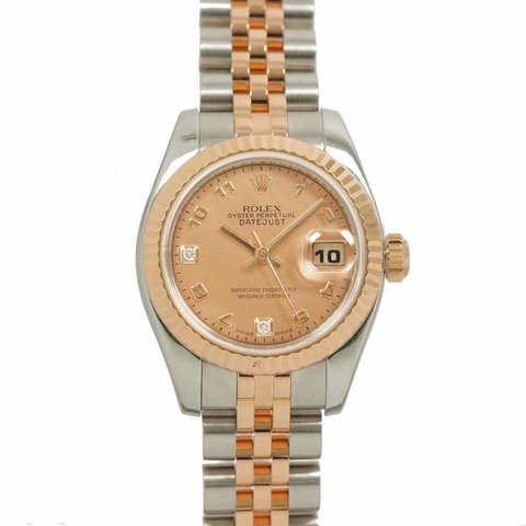 Rolex Datejust Combi 179171N2BR D 系列鑽石女錶粉紅金粉 K18PG 自動上鍊
