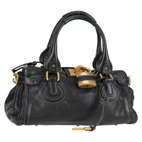 Chloe Paddington 手提包 皮革 黑色 金色 銀色 正品 am8633V