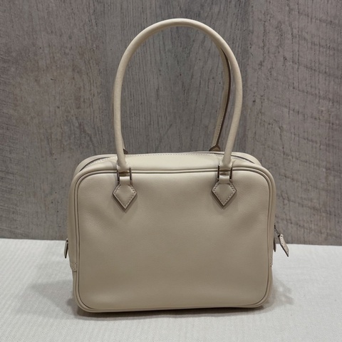 Hermes Plume Mini Craie奶昔白 Swift皮 銀釦K刻