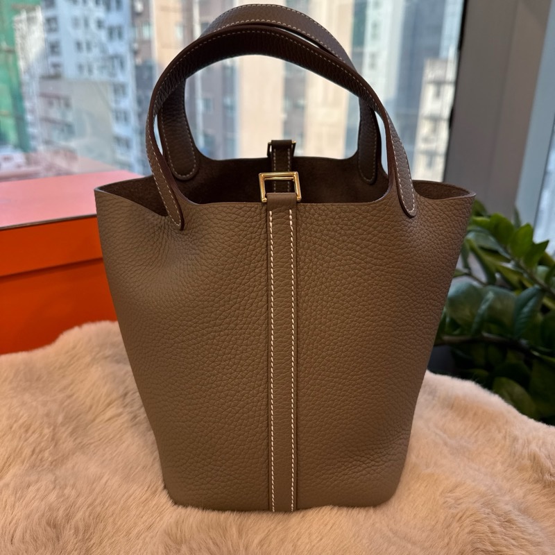 HERMES picotin18 大象灰金扣 stamp k-0