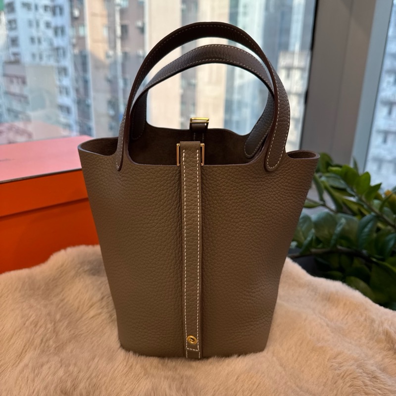 HERMES picotin18 大象灰金扣 stamp k-1