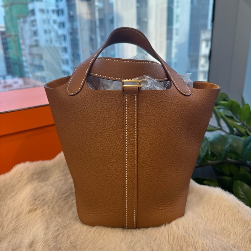 HERMES picotin18 金棕金扣 stamp k-0