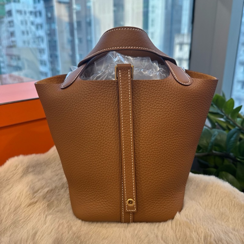 HERMES picotin18 金棕金扣 stamp k-1