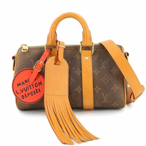 Louis Vuitton Monogram Keepall Bandouliere 25 兩手提單肩包棕色 M11542 RFID