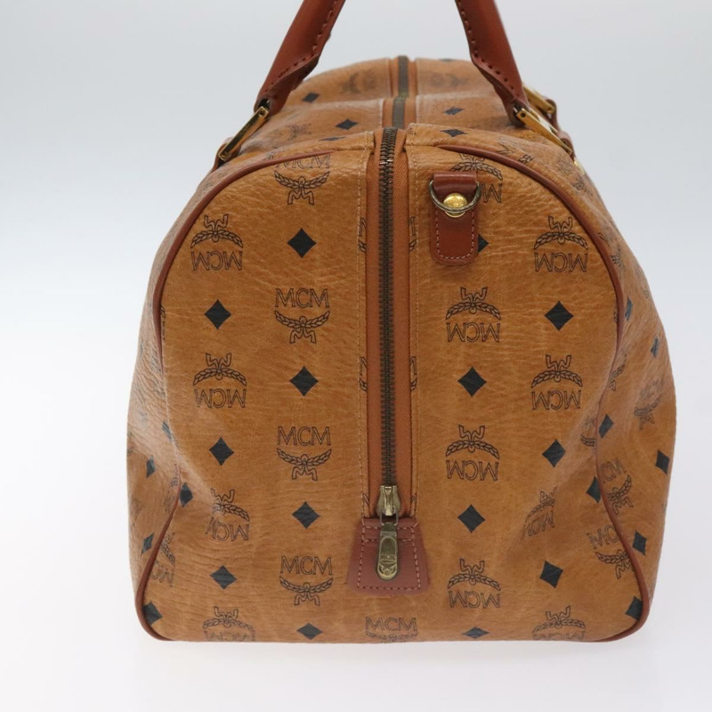 【日本直送】MCM Logo 圖案 Vicetos 波士頓包 PVC 皮革 2 向棕色金色正品 126956-2