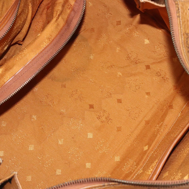 【日本直送】MCM Logo 圖案 Vicetos 波士頓包 PVC 皮革 2 向棕色金色正品 126956-10