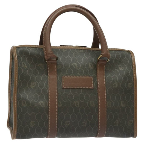 Christian Dior 蜂巢帆布手提包 PVC 黑金 正品 bs26600