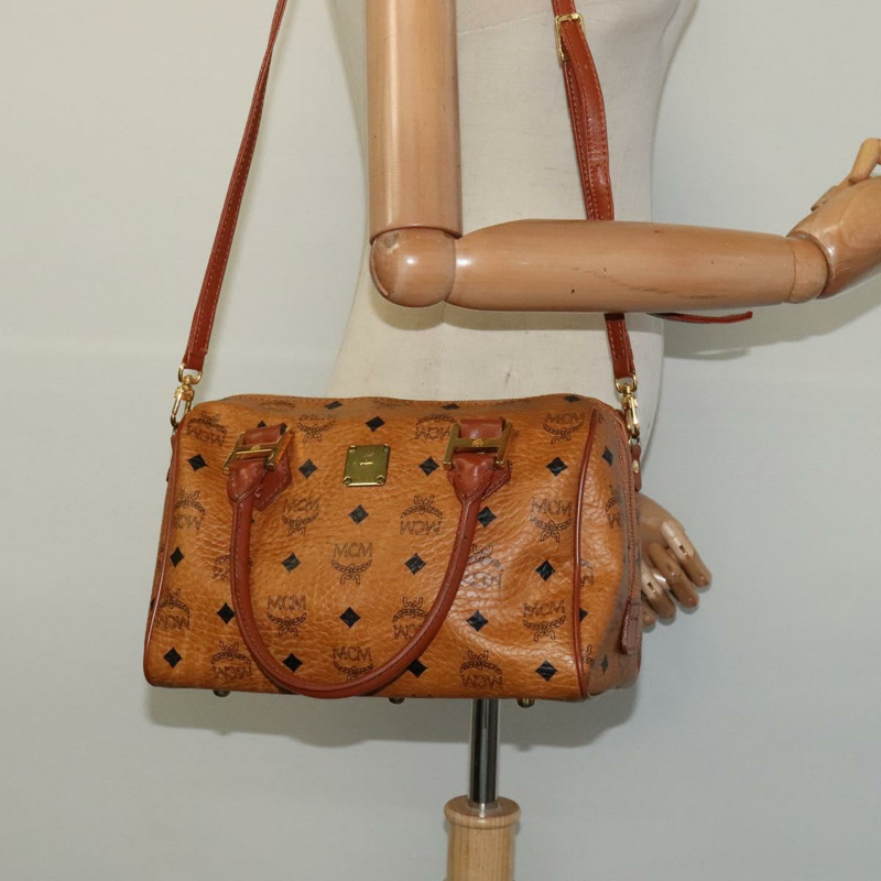 【日本直送】MCM Logo 圖案 Vicetos 手提包 PVC 皮革 2 款可選 棕金色 正品 fm4739-21