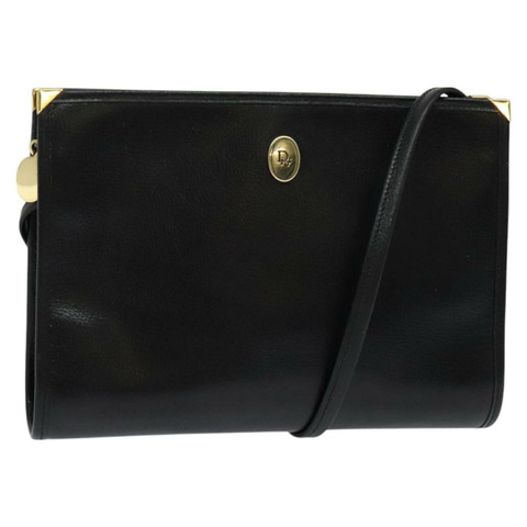 Christian Dior 肩背包 皮革 黑金 正品 fm4745