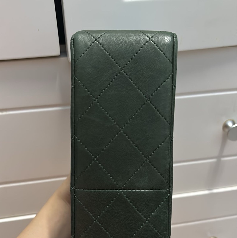 Chanel 古董 深綠色20cm 大 方胖子 24K金 香奈兒-1