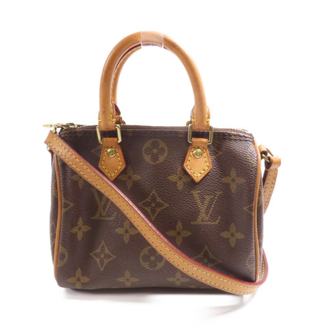 LOUIS VUITTON Monogram Nano Speedy金扣手挽肩背兩用袋棕色