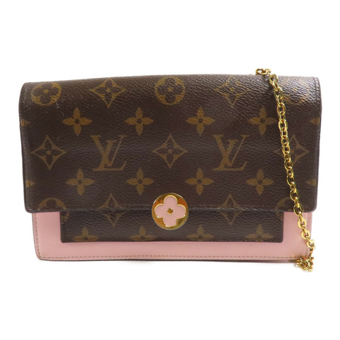 LOUIS VUITTON Monogram Flore Chain Wallet金扣鏈帶肩背袋