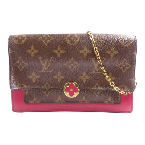 LOUIS VUITTON Monogram Portefeuille Flore金扣鏈帶肩背袋