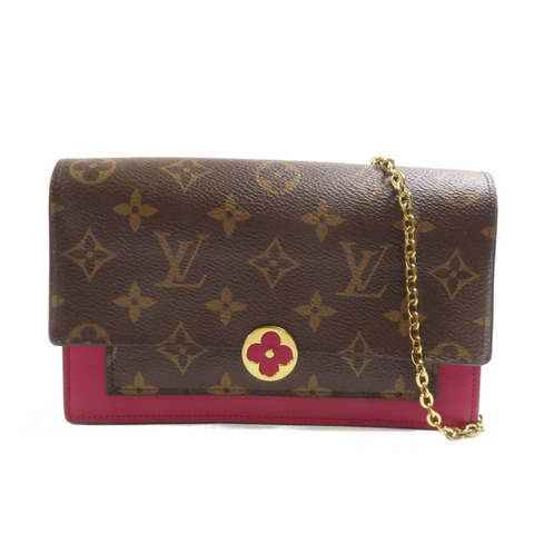 LOUIS VUITTON Monogram Flore Chain Wallet金扣鏈帶肩背袋