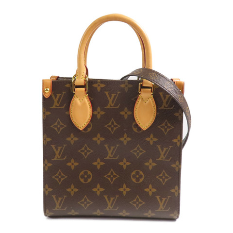LOUIS VUITTON Monogram Sac Plat BB金扣手挽肩背兩用袋棕色