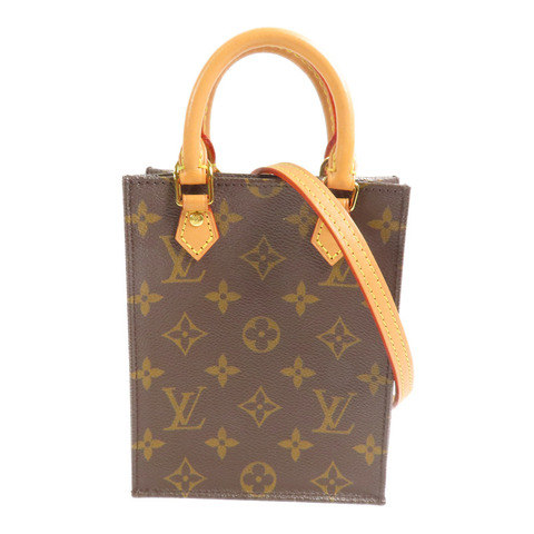 LOUIS VUITTON Monogram Petit Sac Plat金扣手挽肩背兩用袋