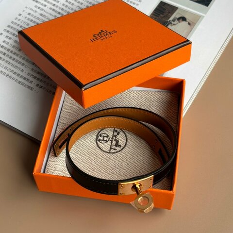 ::HERMES:: 愛馬仕 Kelly Double Tour手環 (黑x玫金)