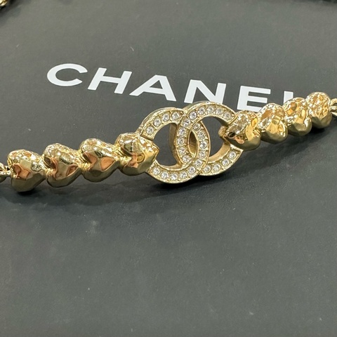 Chanel 金色金鏈水鑽項鍊