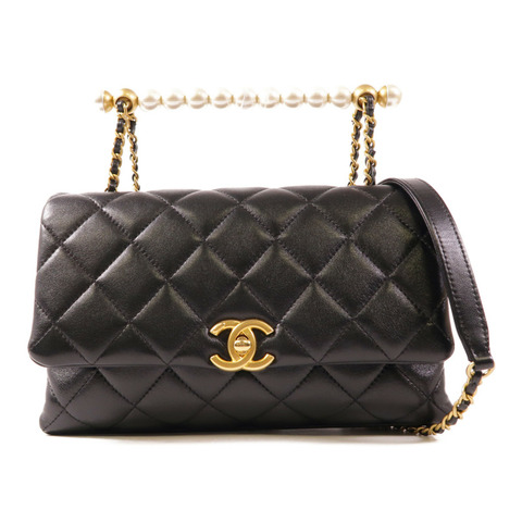 CHANEL 羊皮皮革Shoulder Bag金扣手挽肩背兩用袋