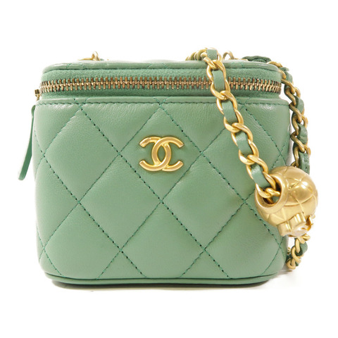 CHANEL 羊皮皮革Vanity Case金扣鏈帶肩背袋